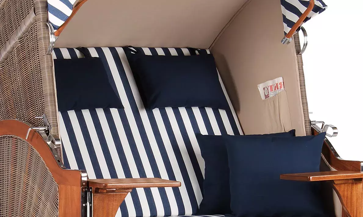 Strandkorb Spiekeroog Mahagoni PE Grey Dessin 518 4 Strandkorb Spiekeroog Mahagoni PE Grey Dessin 518 – Bild 2