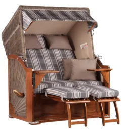 Strandkorb Spiekeroog Mahagoni PE Grey Dessin 522