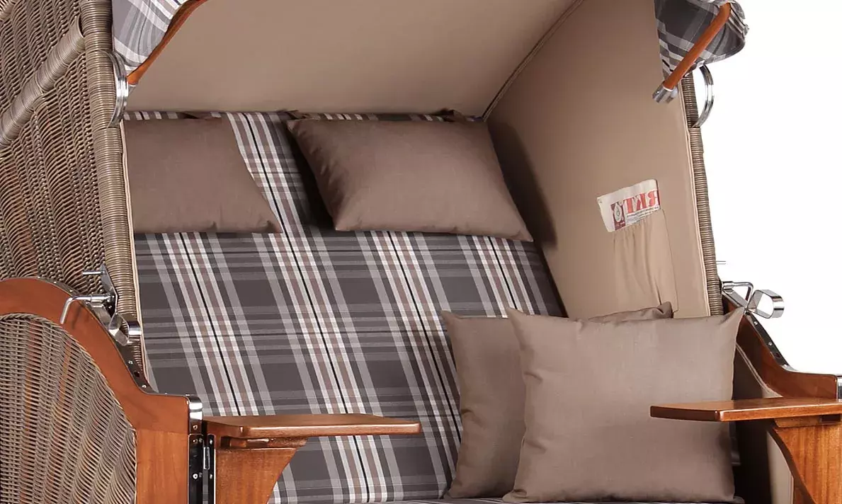 Strandkorb Spiekeroog Mahagoni PE Grey Dessin 522 4 Strandkorb Spiekeroog Mahagoni PE Grey Dessin 522 – Bild 2