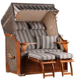 Strandkorb Spiekeroog Mahagoni PE Grey Dessin 537