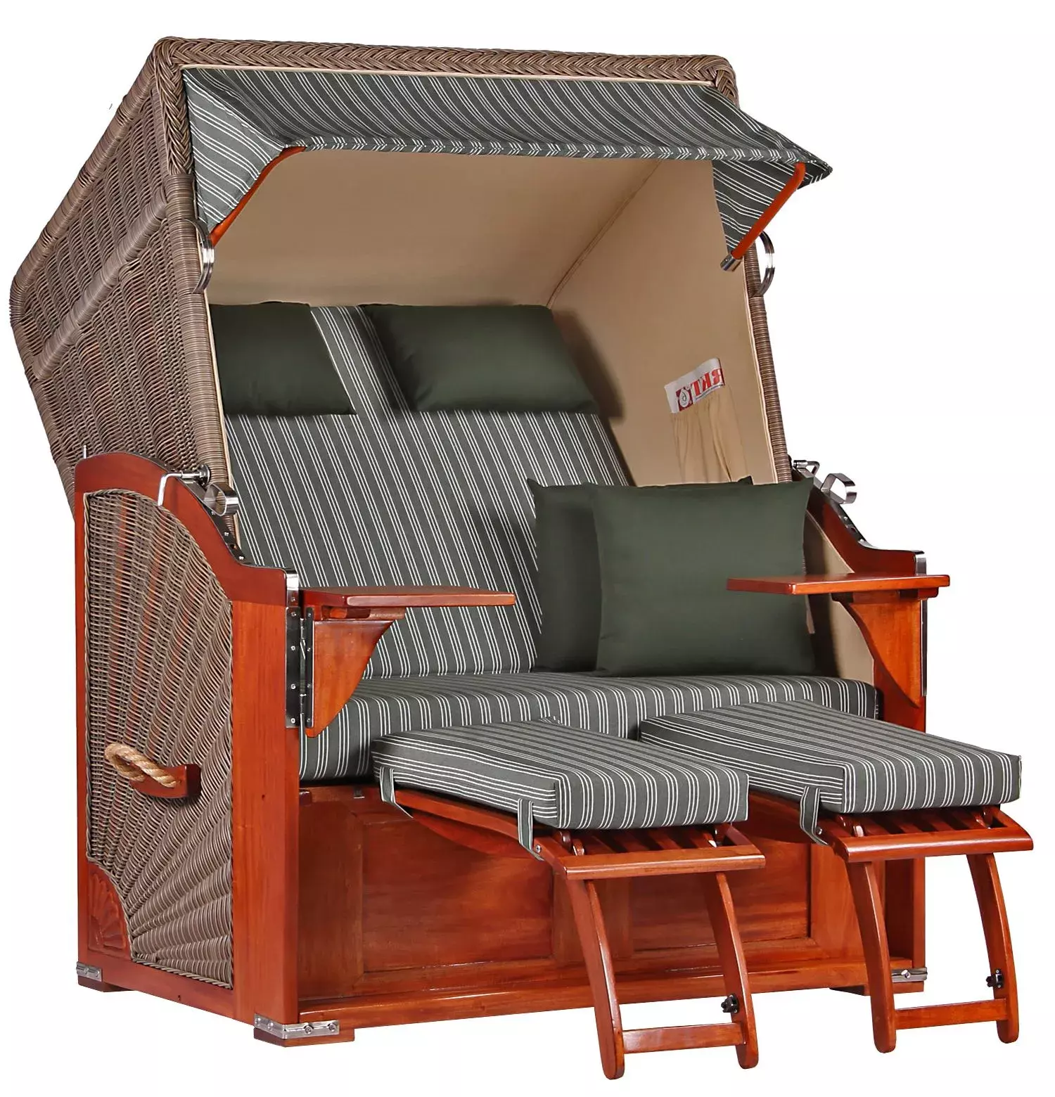 Strandkorb Spiekeroog Mahagoni PE Grey Dessin 504 3 Strandkorb Spiekeroog Mahagoni PE Grey Dessin 504