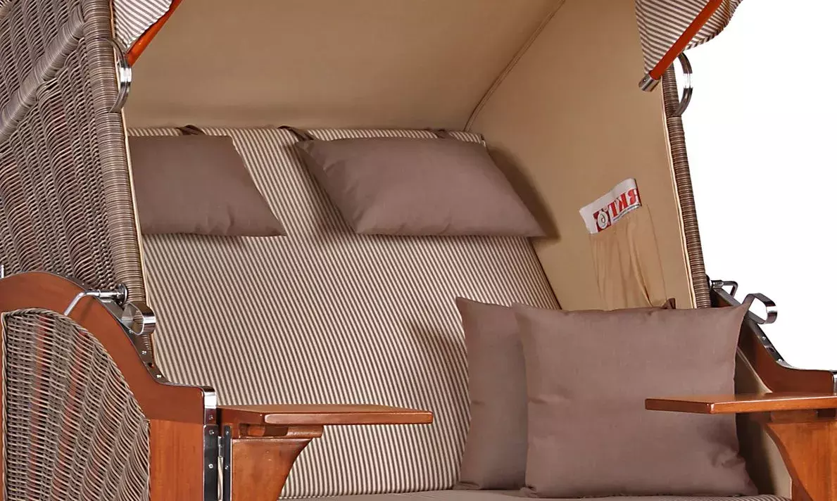 Strandkorb Spiekeroog Mahagoni PE Grey Dessin 510 4 Strandkorb Spiekeroog Mahagoni PE Grey Dessin 510 – Bild 2