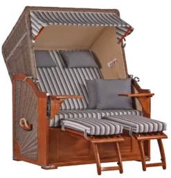 Strandkorb Spiekeroog Mahagoni PE Grey Dessin 545