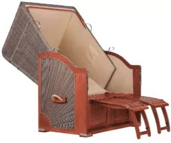 Strandkorb Spiekeroog Mahagoni PE Grey Dessin 520 -Schemel Shop strandkorb spiekeroog mahagoni grey liegeposition 17