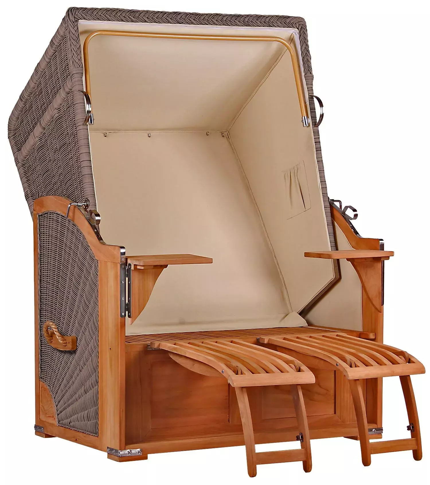 Strandkorb Spiekeroog Teak PE Grey Dessin 586 16 Strandkorb Spiekeroog Teak PE Grey Dessin 586 – Bild 14