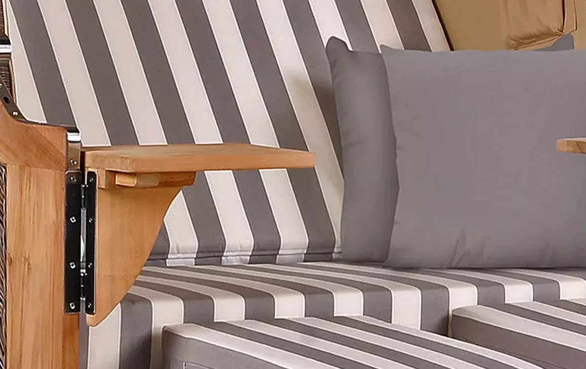 Strandkorb Spiekeroog Teak PE Grey Dessin 513 5 Strandkorb Spiekeroog Teak PE Grey Dessin 513 – Bild 3