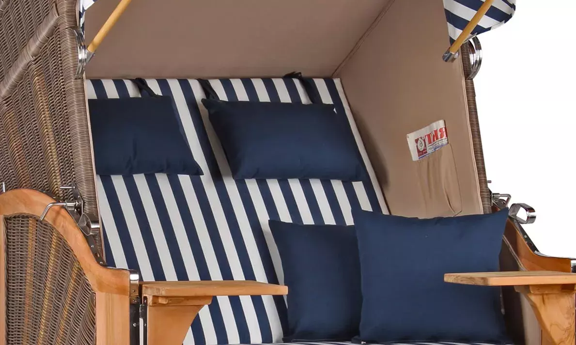 Strandkorb Spiekeroog Teak PE Grey Dessin 518 4 Strandkorb Spiekeroog Teak PE Grey Dessin 518 – Bild 2