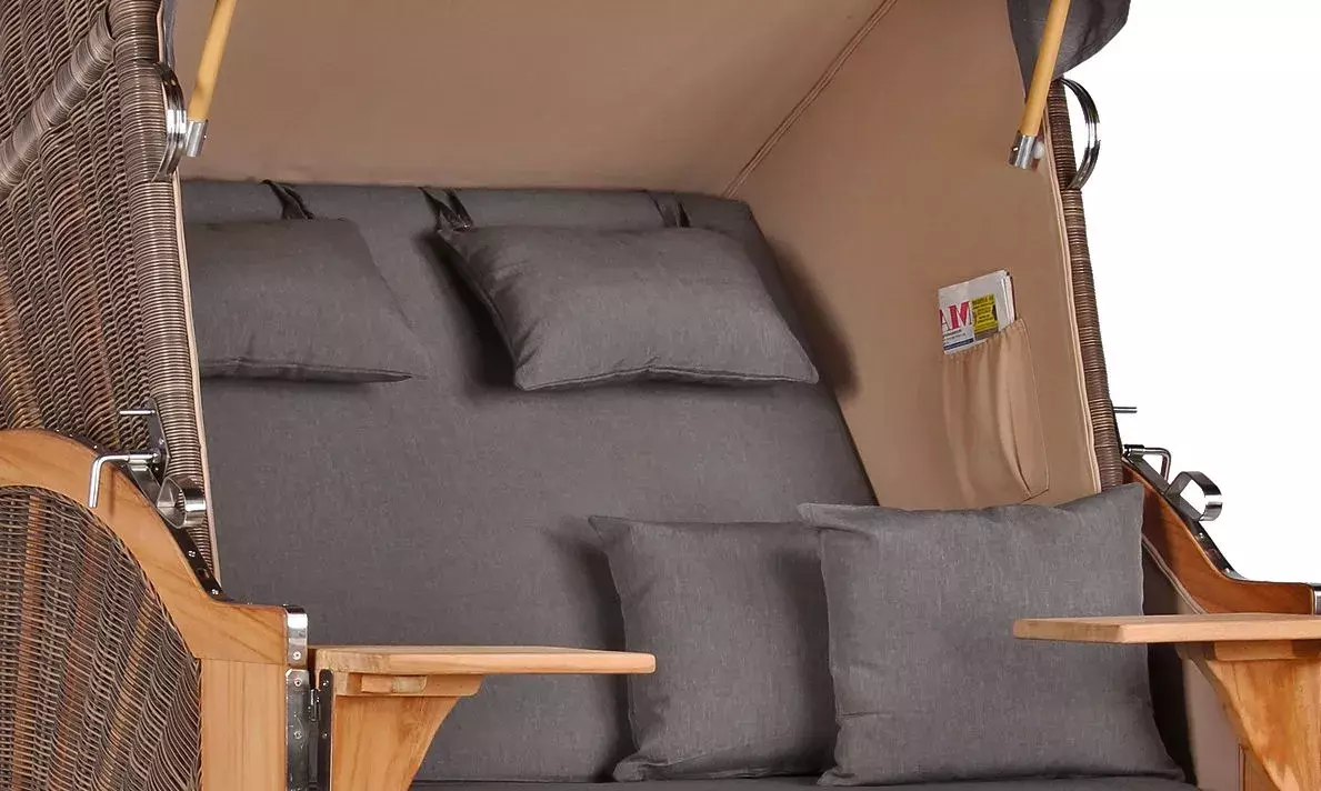 Strandkorb Spiekeroog Teak PE Grey Dessin 551 4 Strandkorb Spiekeroog Teak PE Grey Dessin 551 – Bild 2