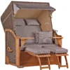 Strandkorb Spiekeroog Teak PE Grey Dessin 501 -Schemel Shop strandkorb spiekeroog teak grey dessin501 gw01201 1