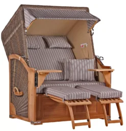 Strandkorb Spiekeroog Teak PE Grey Dessin 501