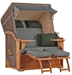 Strandkorb Spiekeroog Teak PE Grey Dessin 504