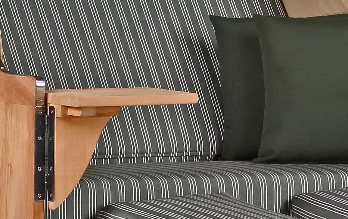 Strandkorb Spiekeroog Teak PE Grey Dessin 504-KOMPLETTSET 6 Strandkorb Spiekeroog Teak PE Grey Dessin 504-KOMPLETTSET – Bild 4