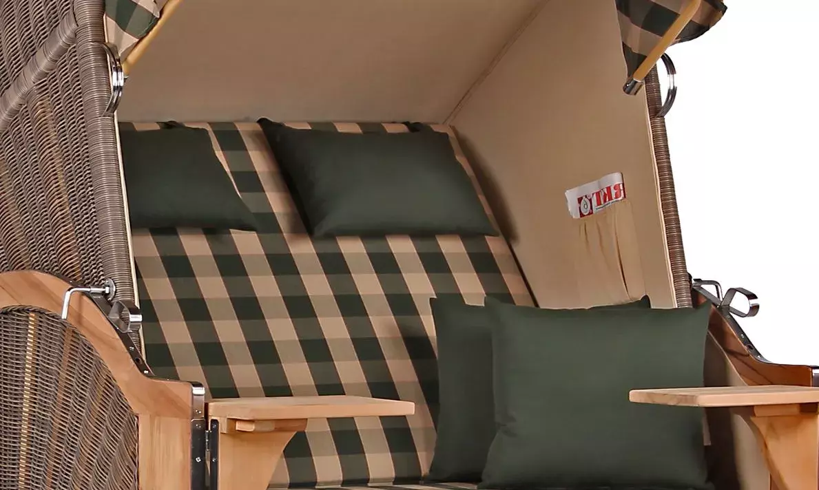 Strandkorb Spiekeroog Teak PE Grey Dessin 506 4 Strandkorb Spiekeroog Teak PE Grey Dessin 506 – Bild 2