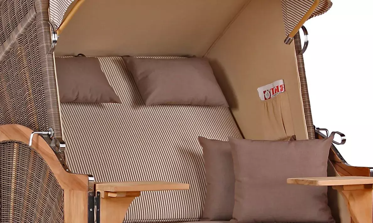 Strandkorb Spiekeroog Teak PE Grey Dessin 510 4 Strandkorb Spiekeroog Teak PE Grey Dessin 510 – Bild 2