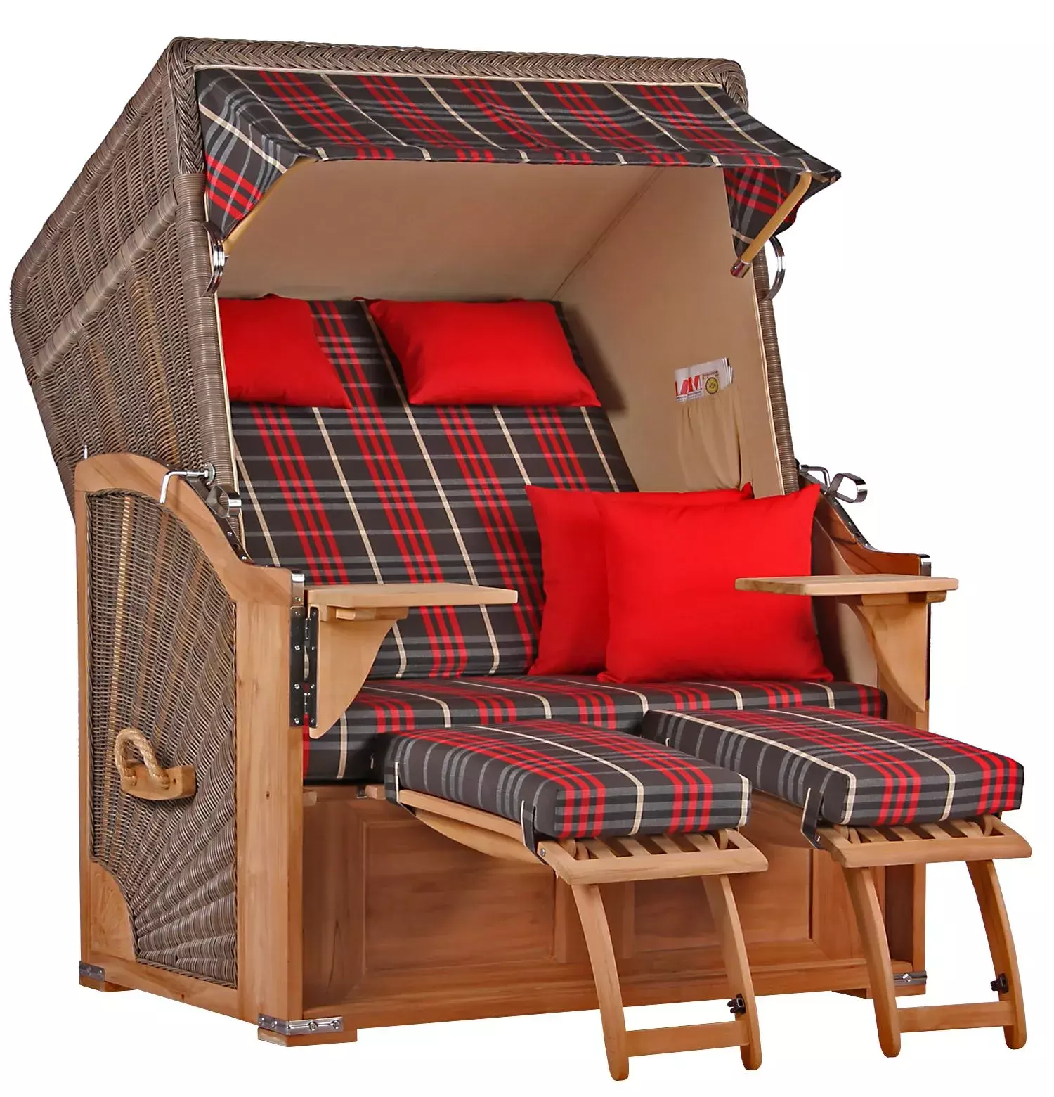 Strandkorb Spiekeroog Teak PE Grey Dessin 529 3 Strandkorb Spiekeroog Teak PE Grey Dessin 529