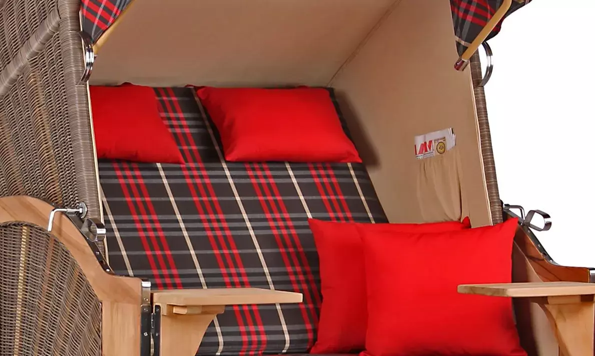 Strandkorb Spiekeroog Teak PE Grey Dessin 529 4 Strandkorb Spiekeroog Teak PE Grey Dessin 529 – Bild 2