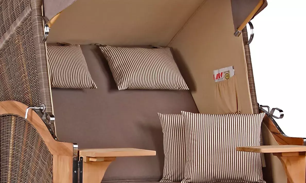 Strandkorb Spiekeroog Teak PE Grey Dessin 534 4 Strandkorb Spiekeroog Teak PE Grey Dessin 534 – Bild 2