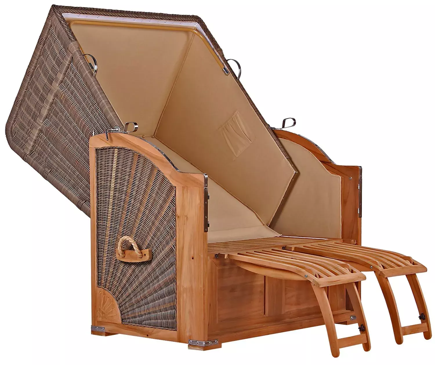 Strandkorb Spiekeroog Teak PE Grey Dessin 551 13 Strandkorb Spiekeroog Teak PE Grey Dessin 551 – Bild 11