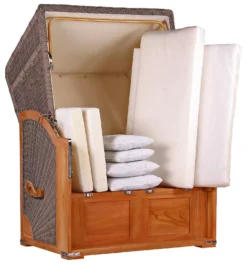 Strandkorb Spiekeroog Teak PE Grey Dessin 580 -Schemel Shop strandkorb spiekeroog teak grey polster 8