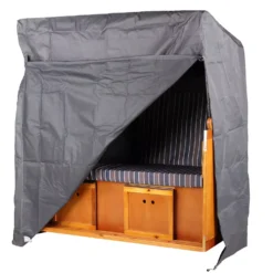 Strandkorb Baltic Dreisitzer PE Schwarz Dessin Uni Grau-KOMPLETTSET 13 Strandkorb Baltic Dreisitzer PE Schwarz Dessin Uni Grau-KOMPLETTSET -Schemel Shop strandkorbschutzhuelle 00764 halb offen 1