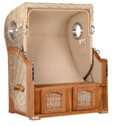 Strandkorb Amrum Teak PE Shell Dessin 534 -Schemel Shop strandkorn amrum teak shell gestell 2